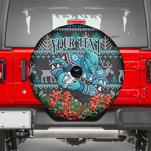 Personalized Port Adelaide Football Christmas Spare Tire Cover Australian Football Mascot - Ugly Xmas Pattern Festive