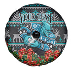 Personalized Port Adelaide Football Christmas Spare Tire Cover Australian Football Mascot - Ugly Xmas Pattern Festive