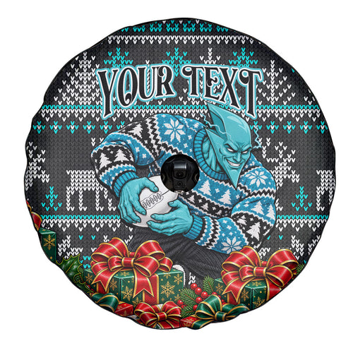 Personalized Port Adelaide Football Christmas Spare Tire Cover Australian Football Mascot - Ugly Xmas Pattern Festive
