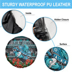 Personalized Port Adelaide Football Christmas Spare Tire Cover Australian Football Mascot - Ugly Xmas Pattern Festive