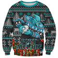 Personalized Port Adelaide Football Christmas Sweatshirt Australian Football Mascot - Ugly Xmas Pattern Festive