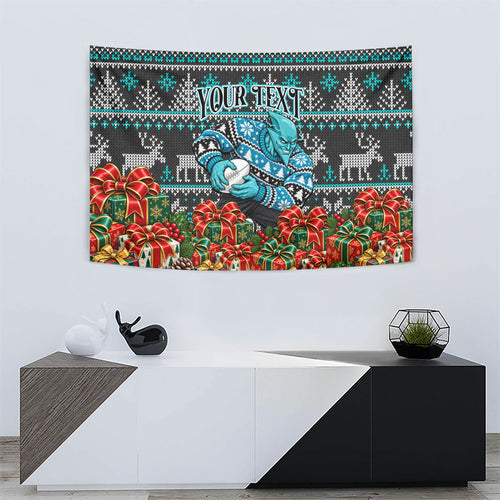 Personalized Port Adelaide Football Christmas Tapestry Australian Football Mascot - Ugly Xmas Pattern Festive