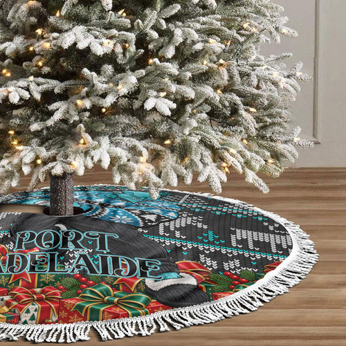 Port Adelaide Football Christmas Tree Skirt Australian Football Mascot - Ugly Xmas Pattern Festive
