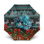 Personalized Port Adelaide Football Christmas Umbrella Australian Football Mascot - Ugly Xmas Pattern Festive