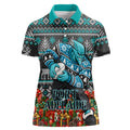 Personalized Port Adelaide Football Christmas Women Polo Shirt Australian Football Mascot - Ugly Xmas Pattern Festive