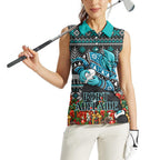 Personalized Port Adelaide Football Christmas Women Sleeveless Polo Shirt Australian Football Mascot - Ugly Xmas Pattern Festive