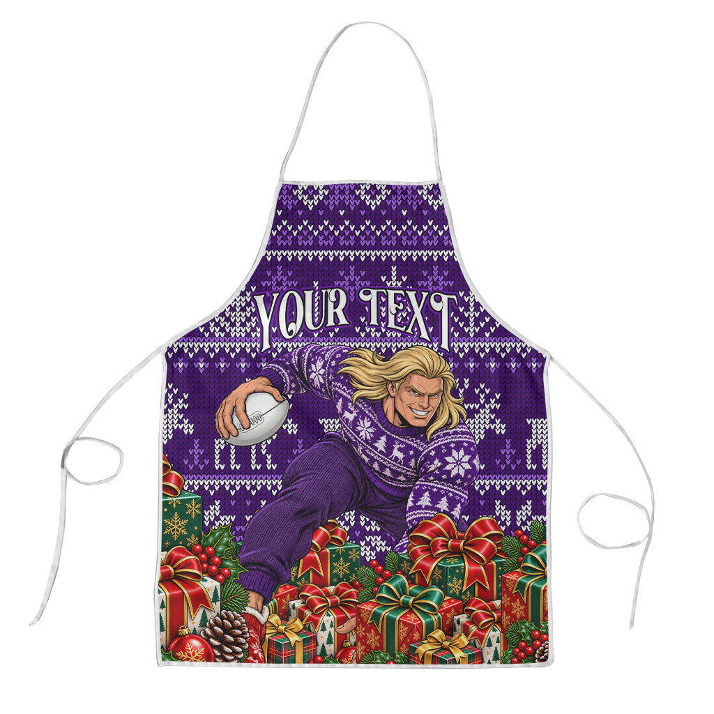 Personalized Dockers Football Christmas Apron Australian Football Mascot - Ugly Xmas Pattern Festive