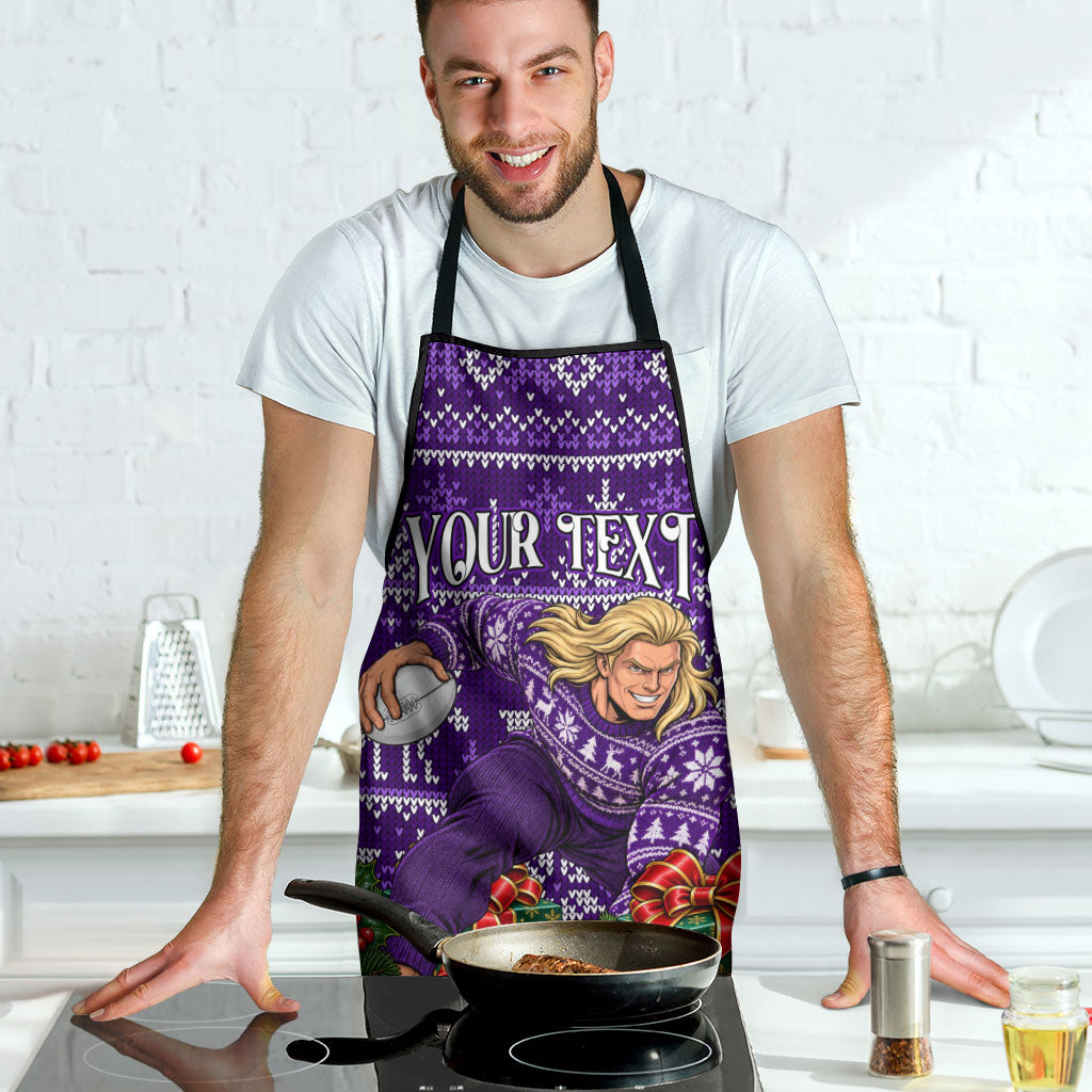 Personalized Dockers Football Christmas Apron Australian Football Mascot - Ugly Xmas Pattern Festive