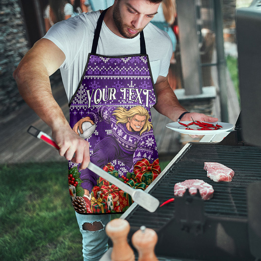 Personalized Dockers Football Christmas Apron Australian Football Mascot - Ugly Xmas Pattern Festive