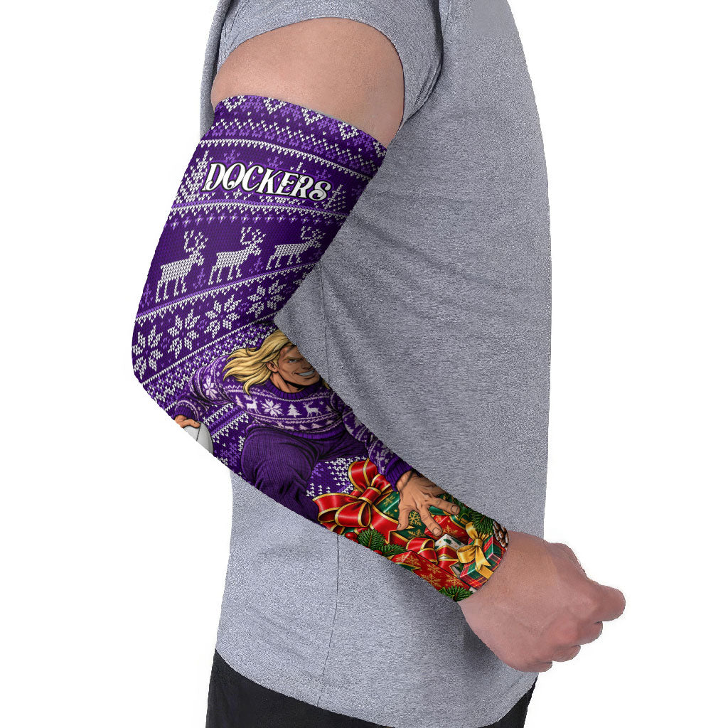 Personalized Dockers Football Christmas Arm Sleeves Australian Football Mascot - Ugly Xmas Pattern Festive