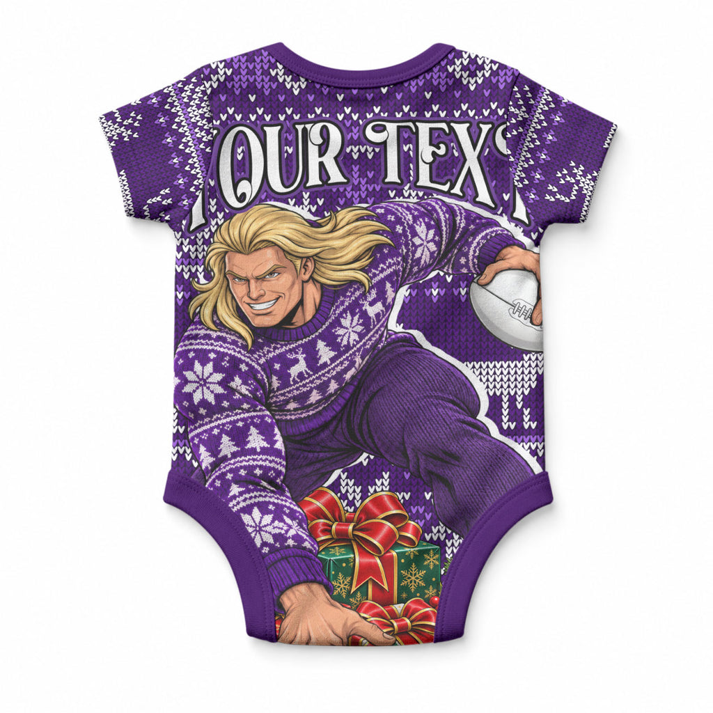 Personalized Dockers Football Christmas Baby Onesie Australian Football Mascot - Ugly Xmas Pattern Festive