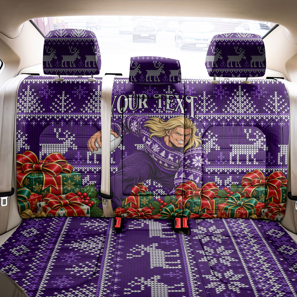 Personalized Dockers Football Christmas Back Car Seat Cover Australian Football Mascot - Ugly Xmas Pattern Festive