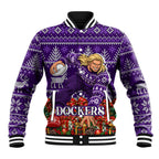 Personalized Dockers Football Christmas Baseball Jacket Australian Football Mascot - Ugly Xmas Pattern Festive