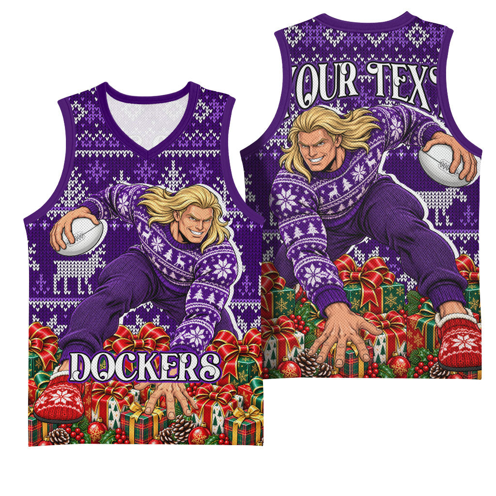 Personalized Dockers Football Christmas Basketball Jersey Australian Football Mascot - Ugly Xmas Pattern Festive
