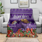 Personalized Dockers Football Christmas Blanket Australian Football Mascot - Ugly Xmas Pattern Festive