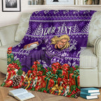 Personalized Dockers Football Christmas Blanket Australian Football Mascot - Ugly Xmas Pattern Festive