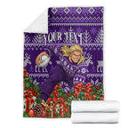 Personalized Dockers Football Christmas Blanket Australian Football Mascot - Ugly Xmas Pattern Festive