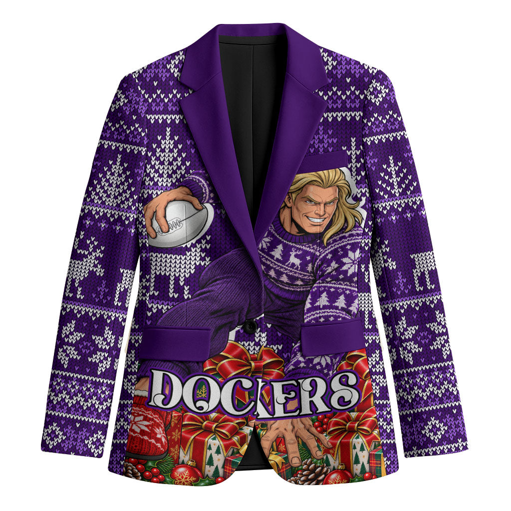 Personalized Dockers Football Christmas Blazer Australian Football Mascot - Ugly Xmas Pattern Festive
