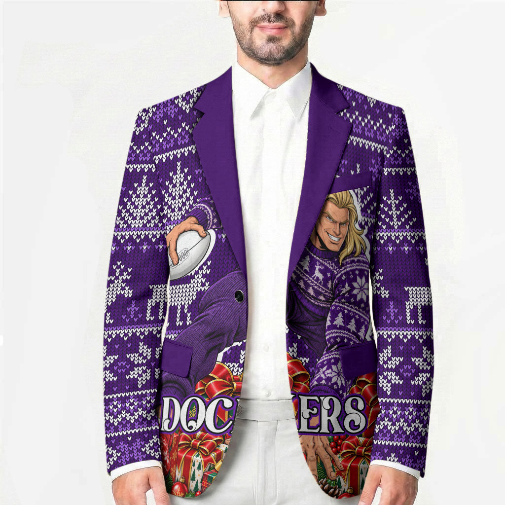 Personalized Dockers Football Christmas Blazer Australian Football Mascot - Ugly Xmas Pattern Festive