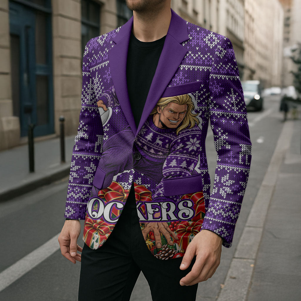 Personalized Dockers Football Christmas Blazer Australian Football Mascot - Ugly Xmas Pattern Festive