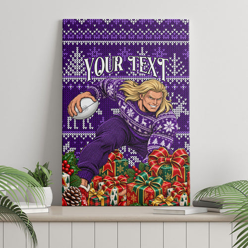 Personalized Dockers Football Christmas Canvas Wall Art Australian Football Mascot - Ugly Xmas Pattern Festive