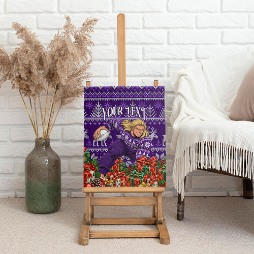 Personalized Dockers Football Christmas Canvas Wall Art Australian Football Mascot - Ugly Xmas Pattern Festive
