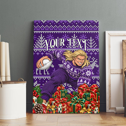 Personalized Dockers Football Christmas Canvas Wall Art Australian Football Mascot - Ugly Xmas Pattern Festive