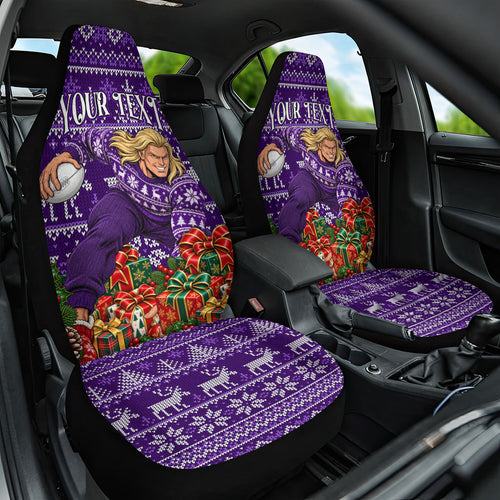 Personalized Dockers Football Christmas Car Seat Cover Australian Football Mascot - Ugly Xmas Pattern Festive