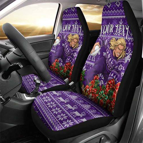 Personalized Dockers Football Christmas Car Seat Cover Australian Football Mascot - Ugly Xmas Pattern Festive