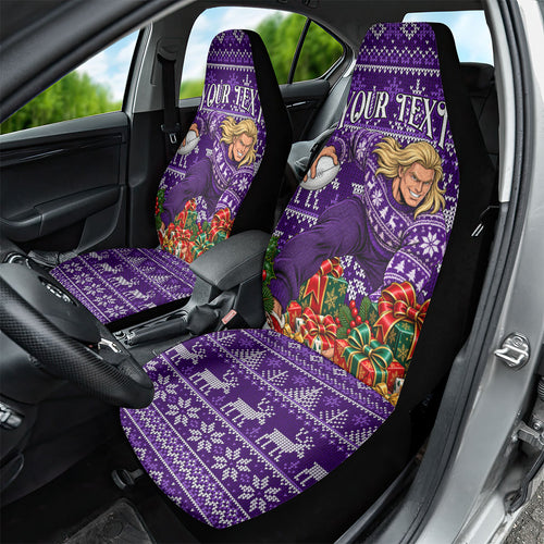 Personalized Dockers Football Christmas Car Seat Cover Australian Football Mascot - Ugly Xmas Pattern Festive