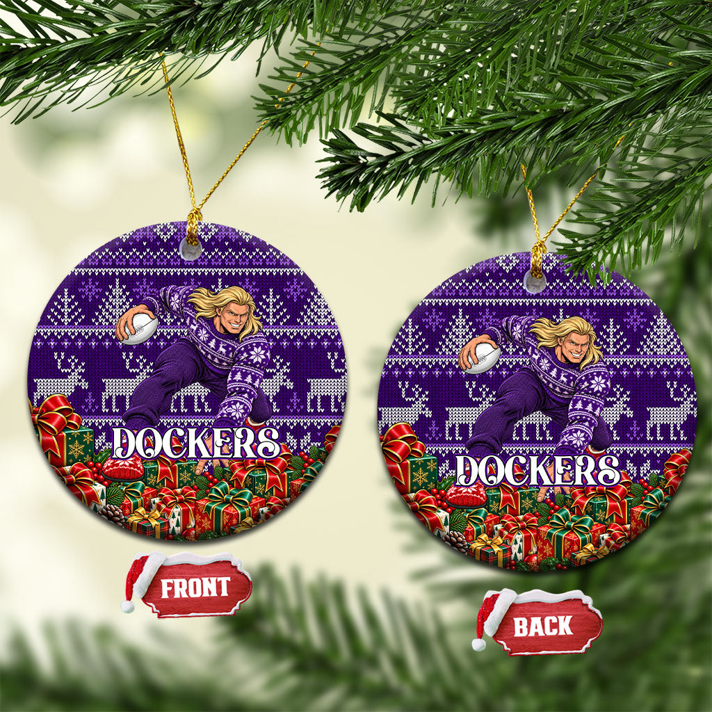 Dockers Football Christmas Ceramic Ornament Australian Football Mascot - Ugly Xmas Pattern Festive
