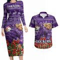 Personalized Dockers Football Christmas Couples Matching Long Sleeve Bodycon Dress and Hawaiian Shirt Australian Football Mascot - Ugly Xmas Pattern Festive