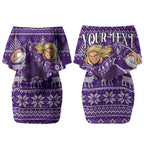 Personalized Dockers Football Christmas Couples Matching Off Shoulder Short Dress and Hawaiian Shirt Australian Football Mascot - Ugly Xmas Pattern Festive