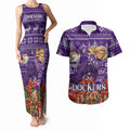 Personalized Dockers Football Christmas Couples Matching Tank Maxi Dress and Hawaiian Shirt Australian Football Mascot - Ugly Xmas Pattern Festive