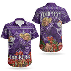 Personalized Dockers Football Christmas Couples Matching Tank Maxi Dress and Hawaiian Shirt Australian Football Mascot - Ugly Xmas Pattern Festive