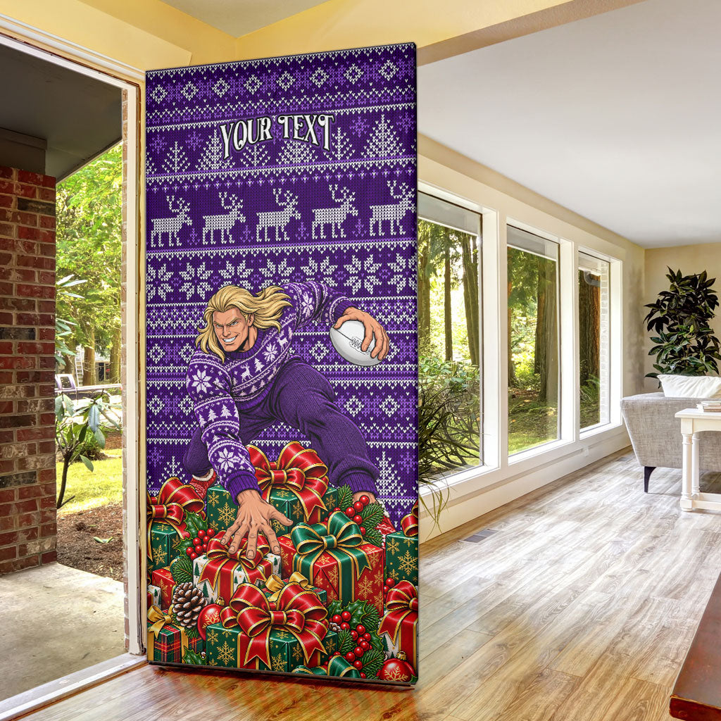 Personalized Dockers Football Christmas Door Cover Australian Football Mascot - Ugly Xmas Pattern Festive