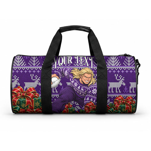 Personalized Dockers Football Christmas Duffle Bag Australian Football Mascot - Ugly Xmas Pattern Festive
