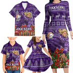 Personalized Dockers Football Christmas Family Matching Long Sleeve Bodycon Dress and Hawaiian Shirt Australian Football Mascot - Ugly Xmas Pattern Festive