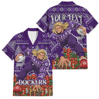 Personalized Dockers Football Christmas Family Matching Off Shoulder Maxi Dress and Hawaiian Shirt Australian Football Mascot - Ugly Xmas Pattern Festive