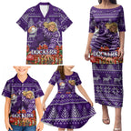 Personalized Dockers Football Christmas Family Matching Puletasi and Hawaiian Shirt Australian Football Mascot - Ugly Xmas Pattern Festive
