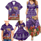 Personalized Dockers Football Christmas Family Matching Summer Maxi Dress and Hawaiian Shirt Australian Football Mascot - Ugly Xmas Pattern Festive