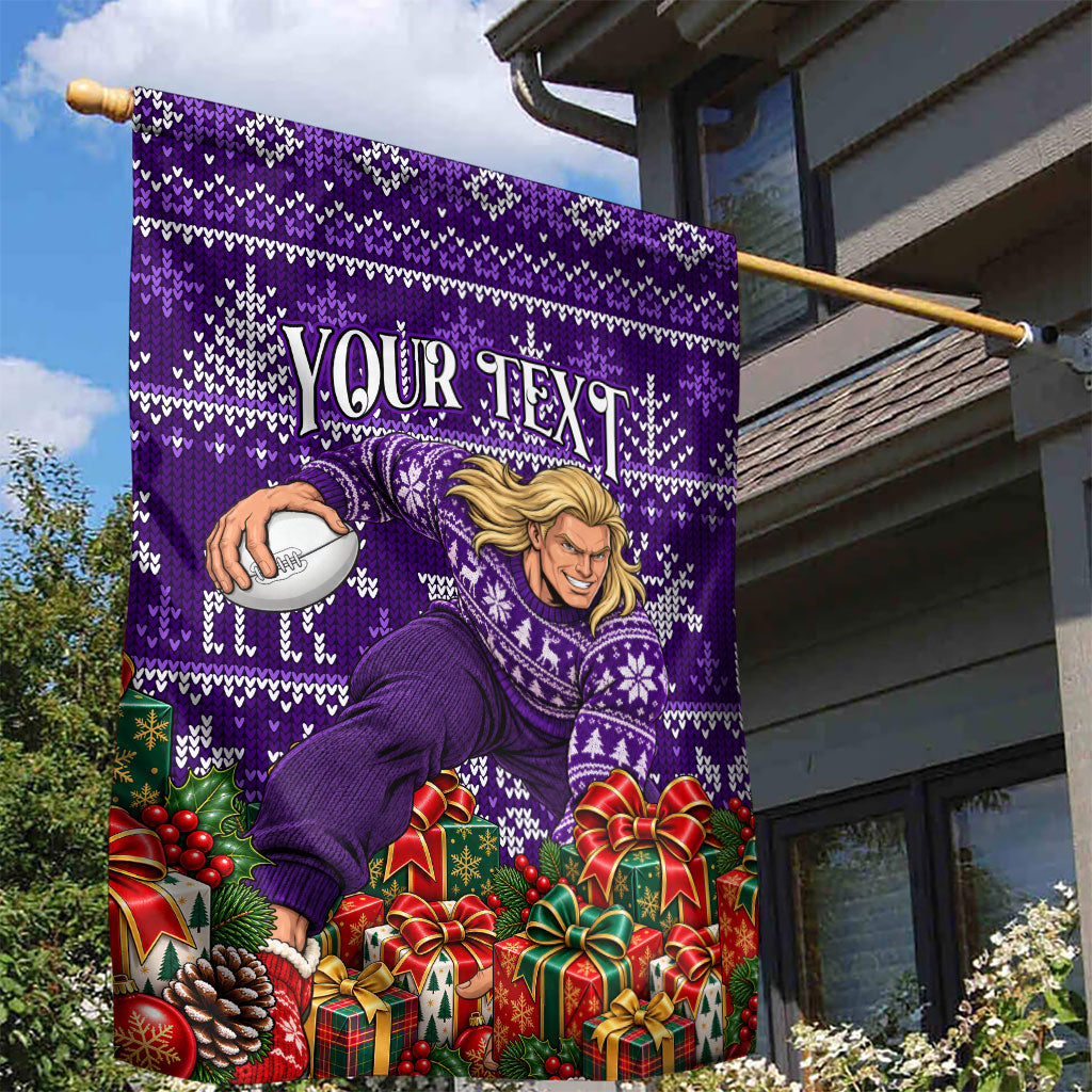 Personalized Dockers Football Christmas Garden Flag Australian Football Mascot - Ugly Xmas Pattern Festive