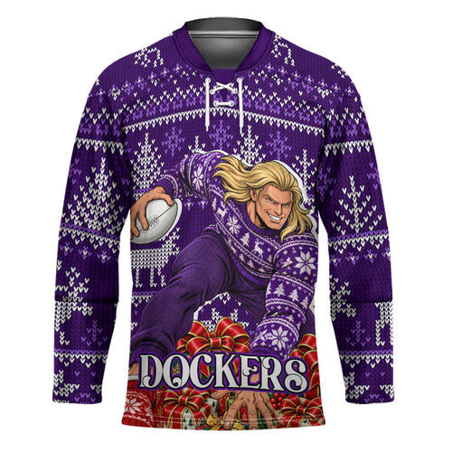 Personalized Dockers Football Christmas Hockey Jersey Australian Football Mascot - Ugly Xmas Pattern Festive
