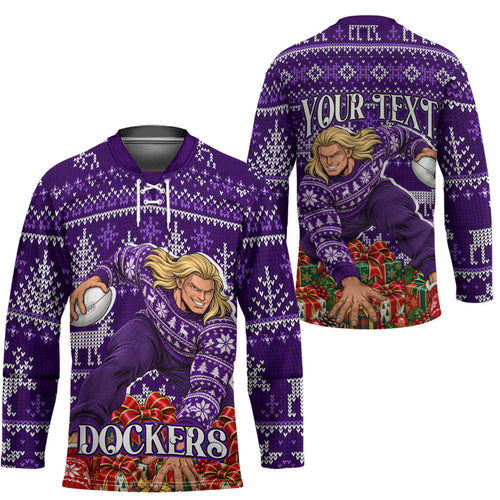 Personalized Dockers Football Christmas Hockey Jersey Australian Football Mascot - Ugly Xmas Pattern Festive