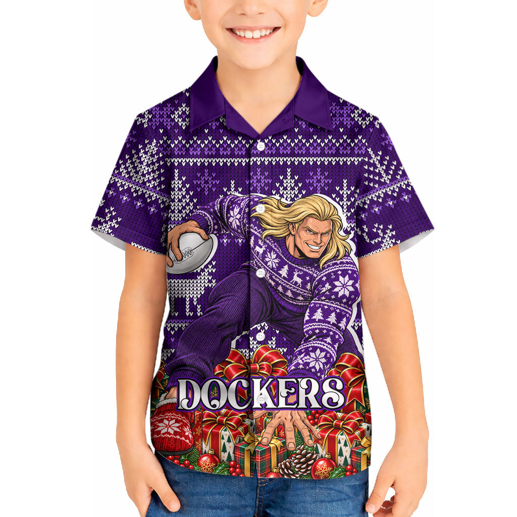 Personalized Dockers Football Christmas Kid Hawaiian Shirt Australian Football Mascot - Ugly Xmas Pattern Festive