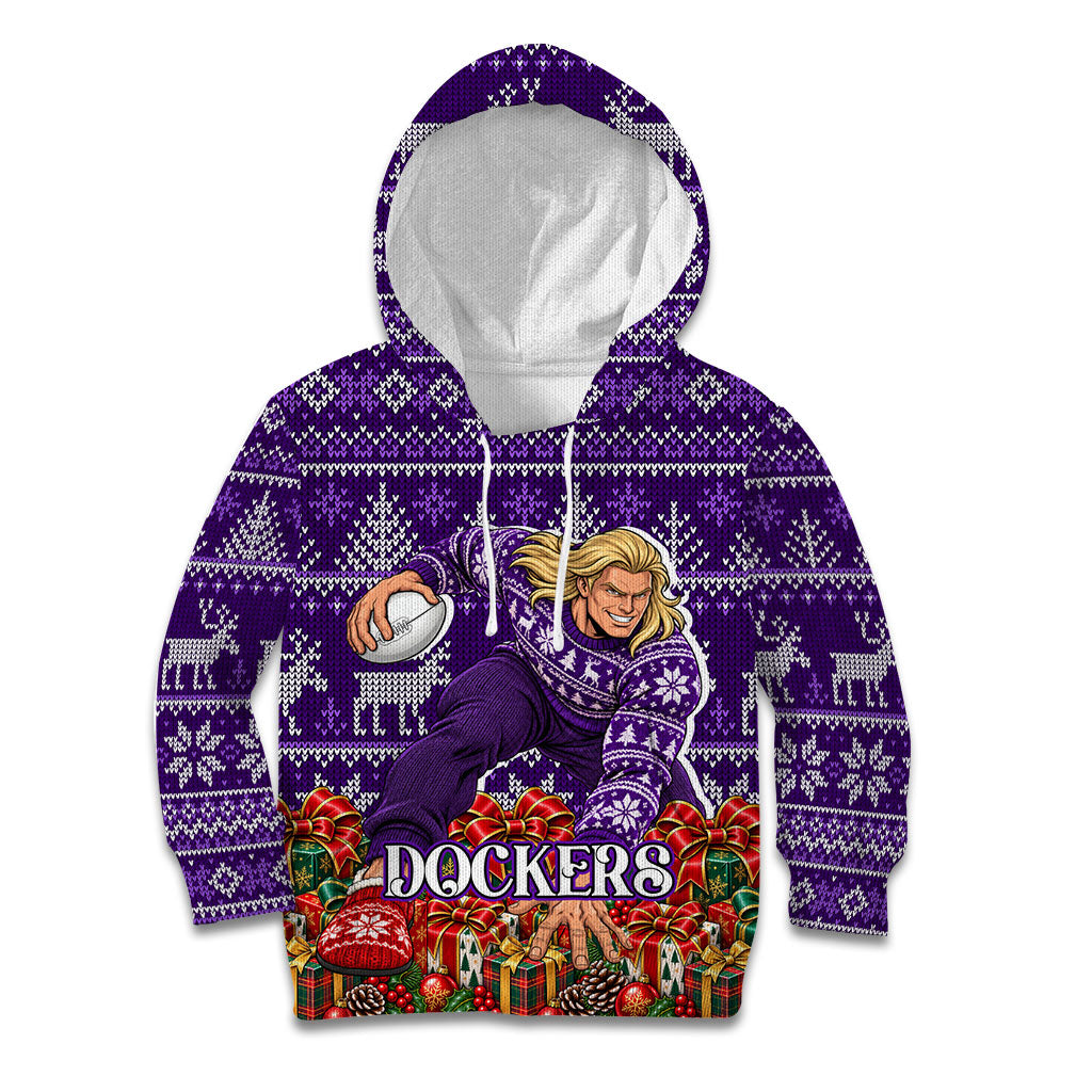 Personalized Dockers Football Christmas Kid Hoodie Australian Football Mascot - Ugly Xmas Pattern Festive