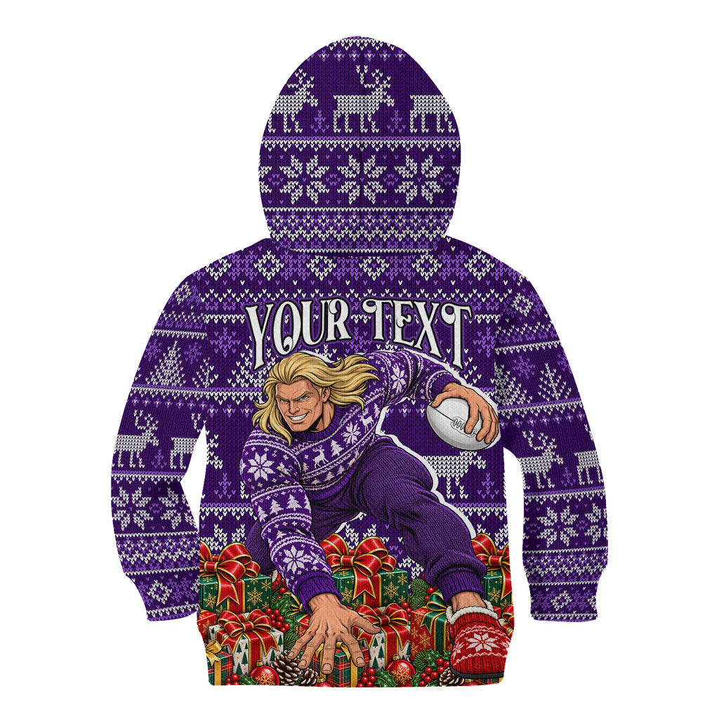 Personalized Dockers Football Christmas Kid Hoodie Australian Football Mascot - Ugly Xmas Pattern Festive