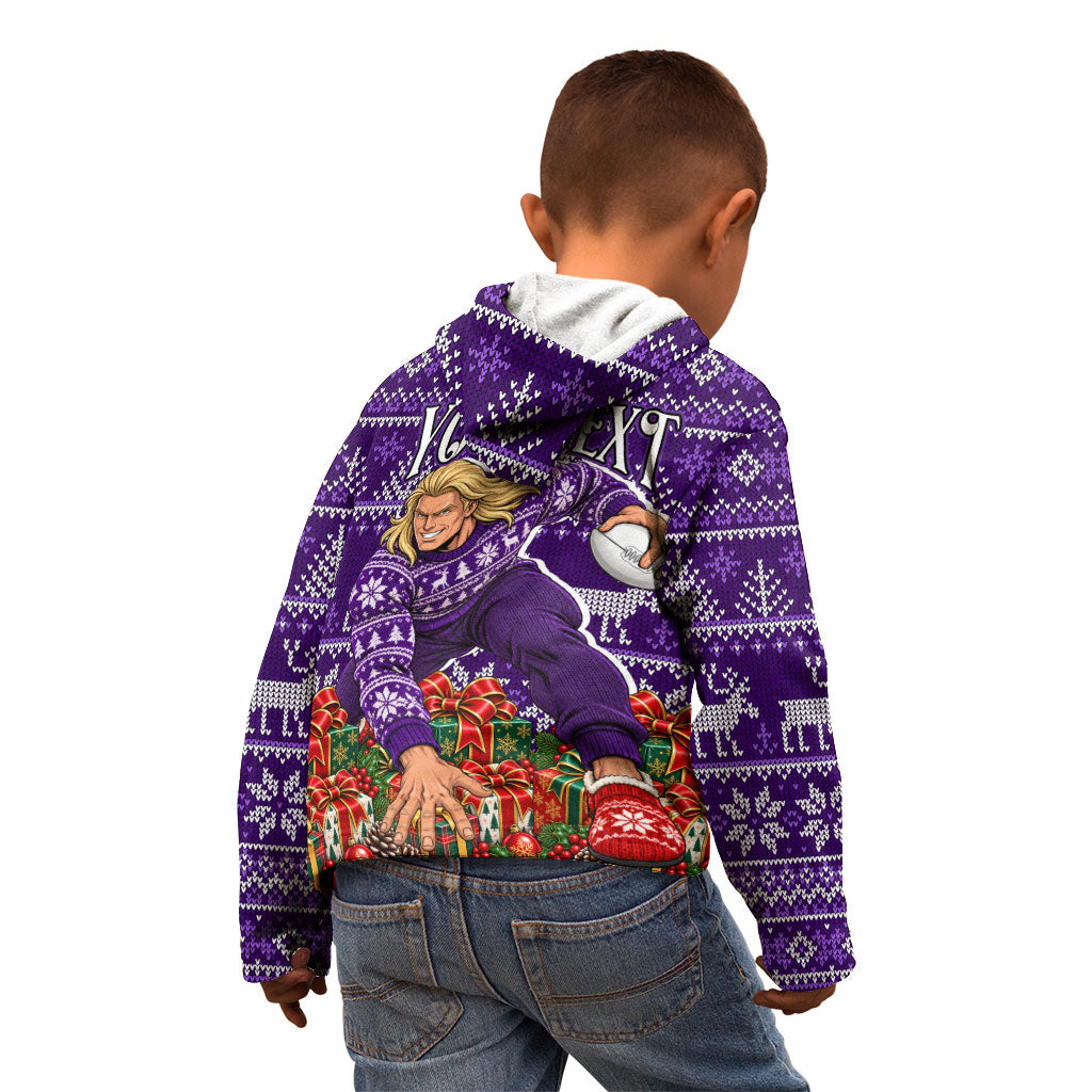 Personalized Dockers Football Christmas Kid Hoodie Australian Football Mascot - Ugly Xmas Pattern Festive