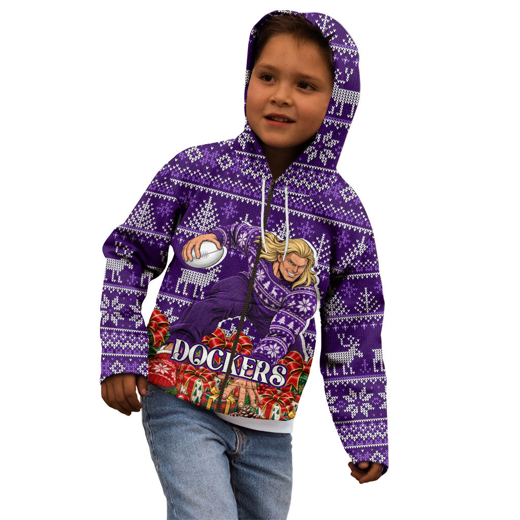 Personalized Dockers Football Christmas Kid Hoodie Australian Football Mascot - Ugly Xmas Pattern Festive