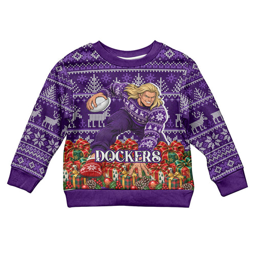 Personalized Dockers Football Christmas Kid Ugly Christmas Sweater Australian Football Mascot - Ugly Xmas Pattern Festive